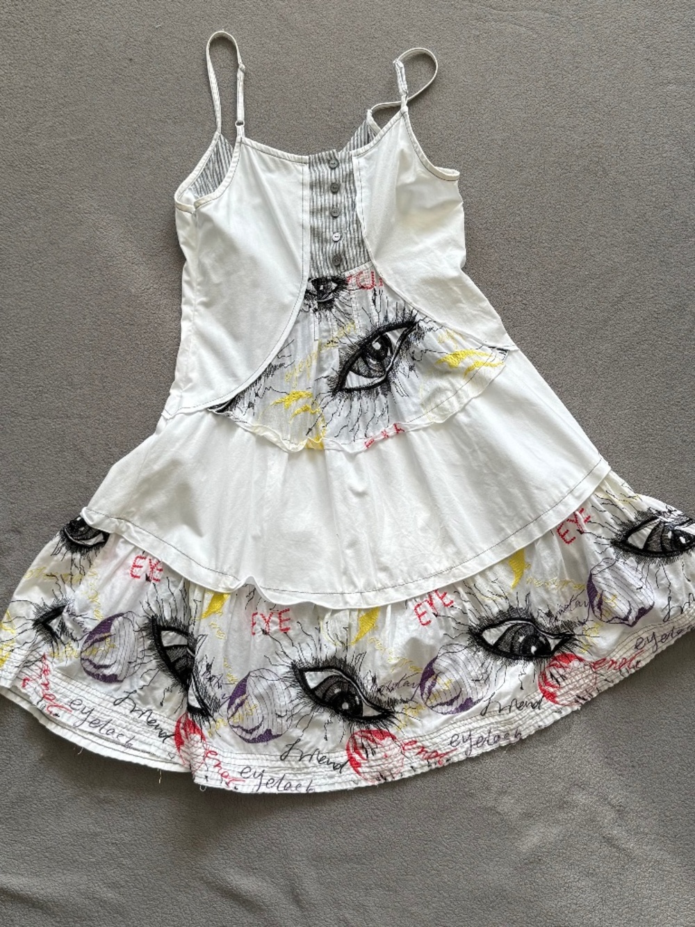 Sundress with Artistic Eye Print & Adjustable Straps